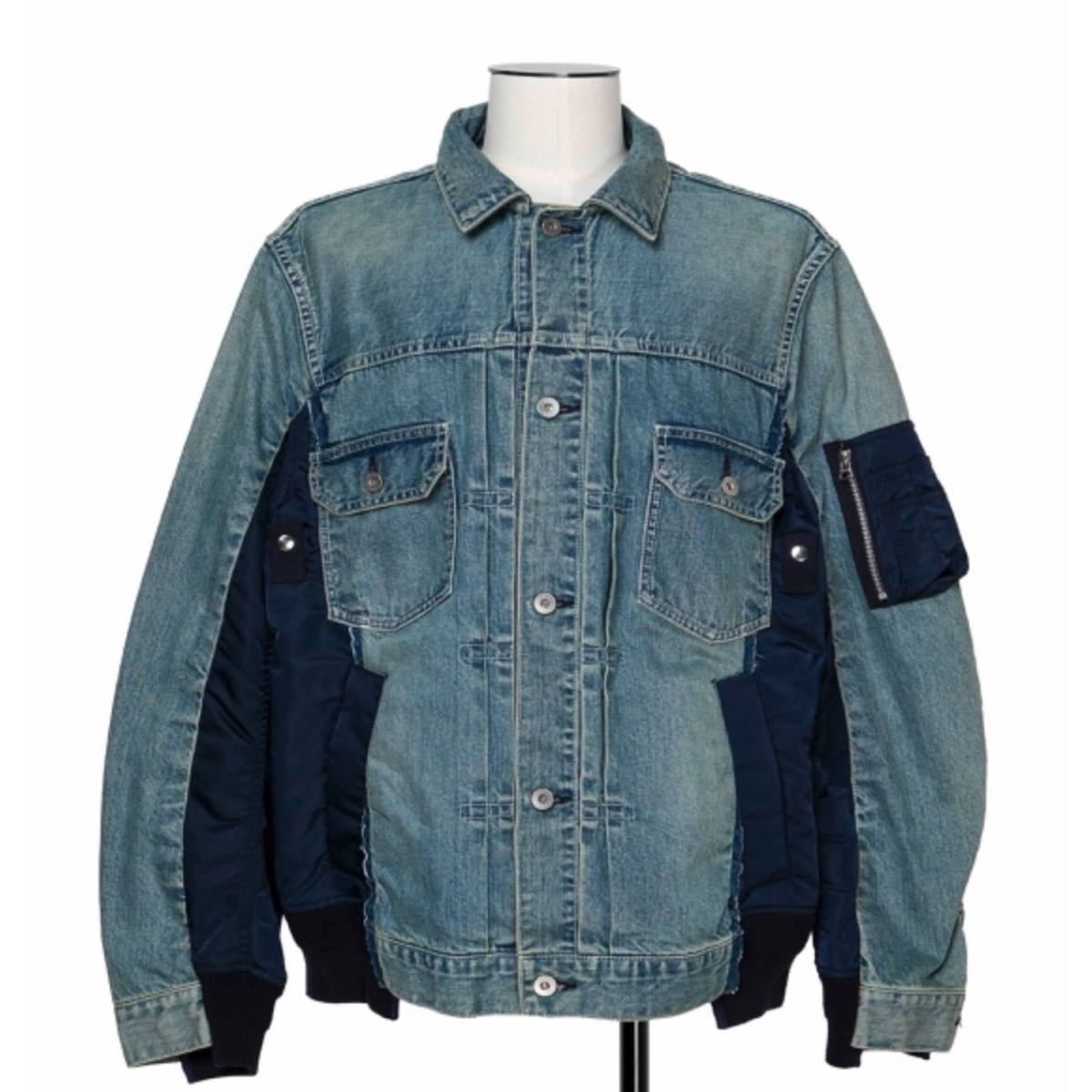 美品　sacai サカイ サイドジップ ボア付き デニムジャケット gジャン　M 希少】sacai サカイ サイドジップ ボア付き デニムジャケット g