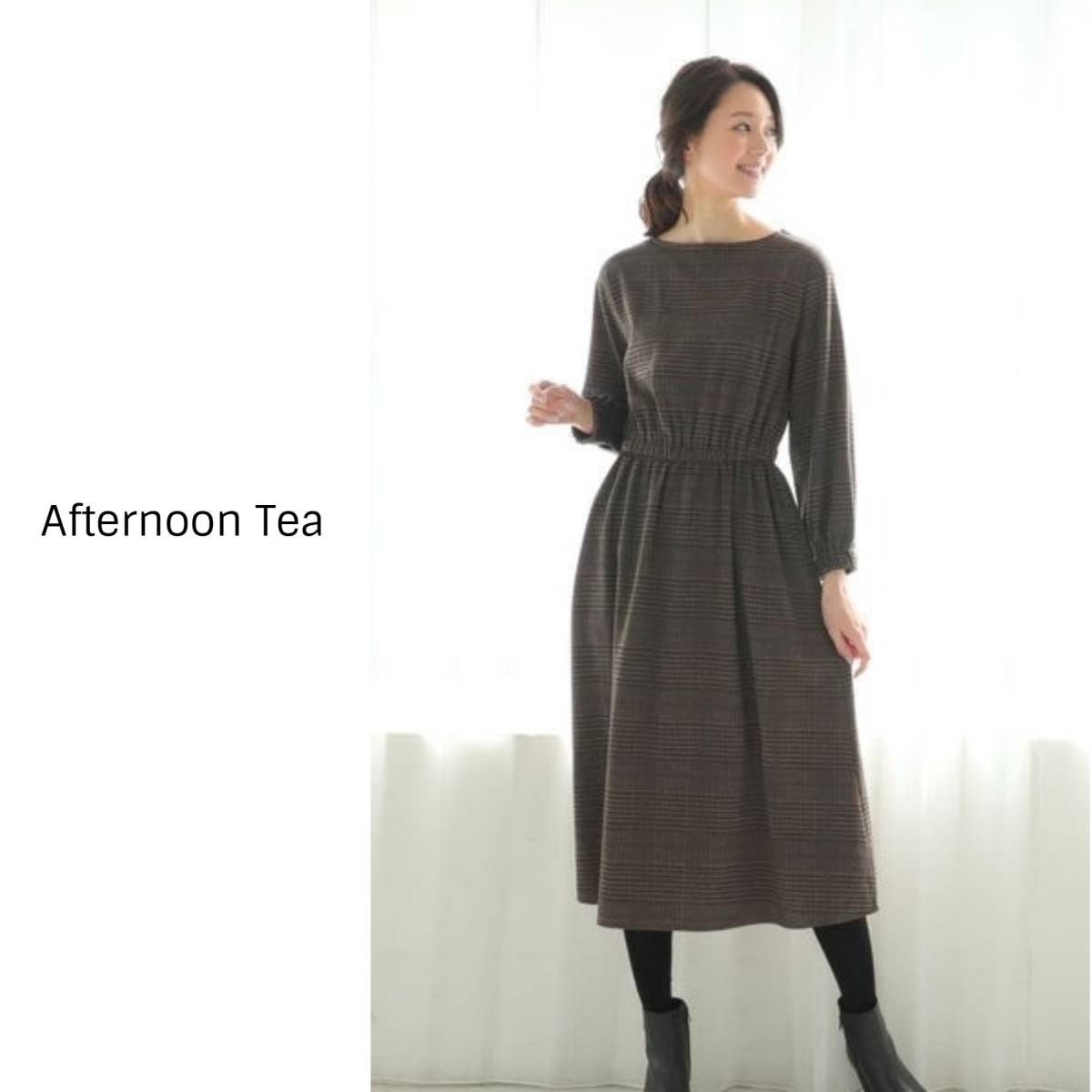 新品 新品 アフタヌーンティー Afternoon Tea 洗える グレンチェックワンピース Mrサイズ A O 6781 の落札情報詳細 ヤフオク落札価格情報 オークフリー スマートフォン版