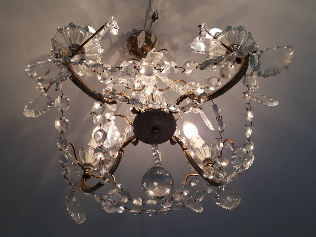 ベルギーアンティーク クリスタルペンダントライト