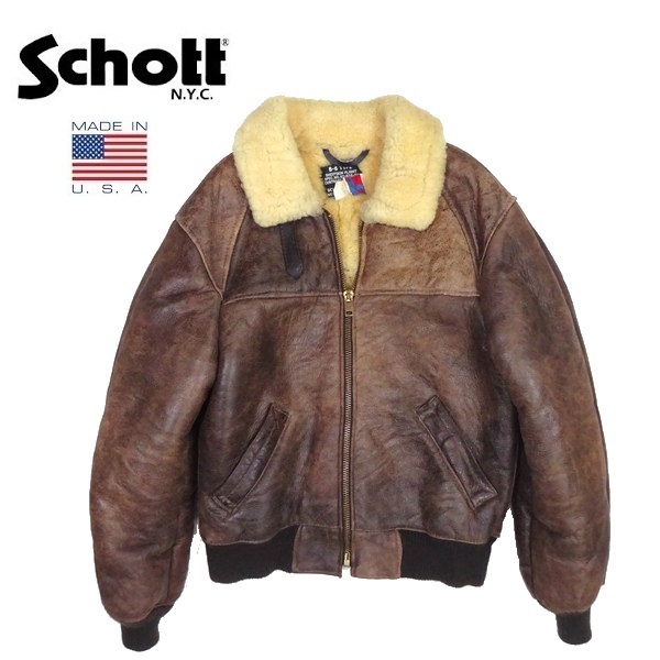 Schott B-6 ムートン ボアジャケット フライトジャケット レザー 38