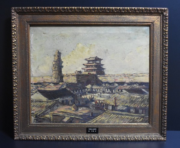 真作 劉栄楓「奉天城外ノ景」昭和九年 裏書有 中国東北部風景 油彩12号