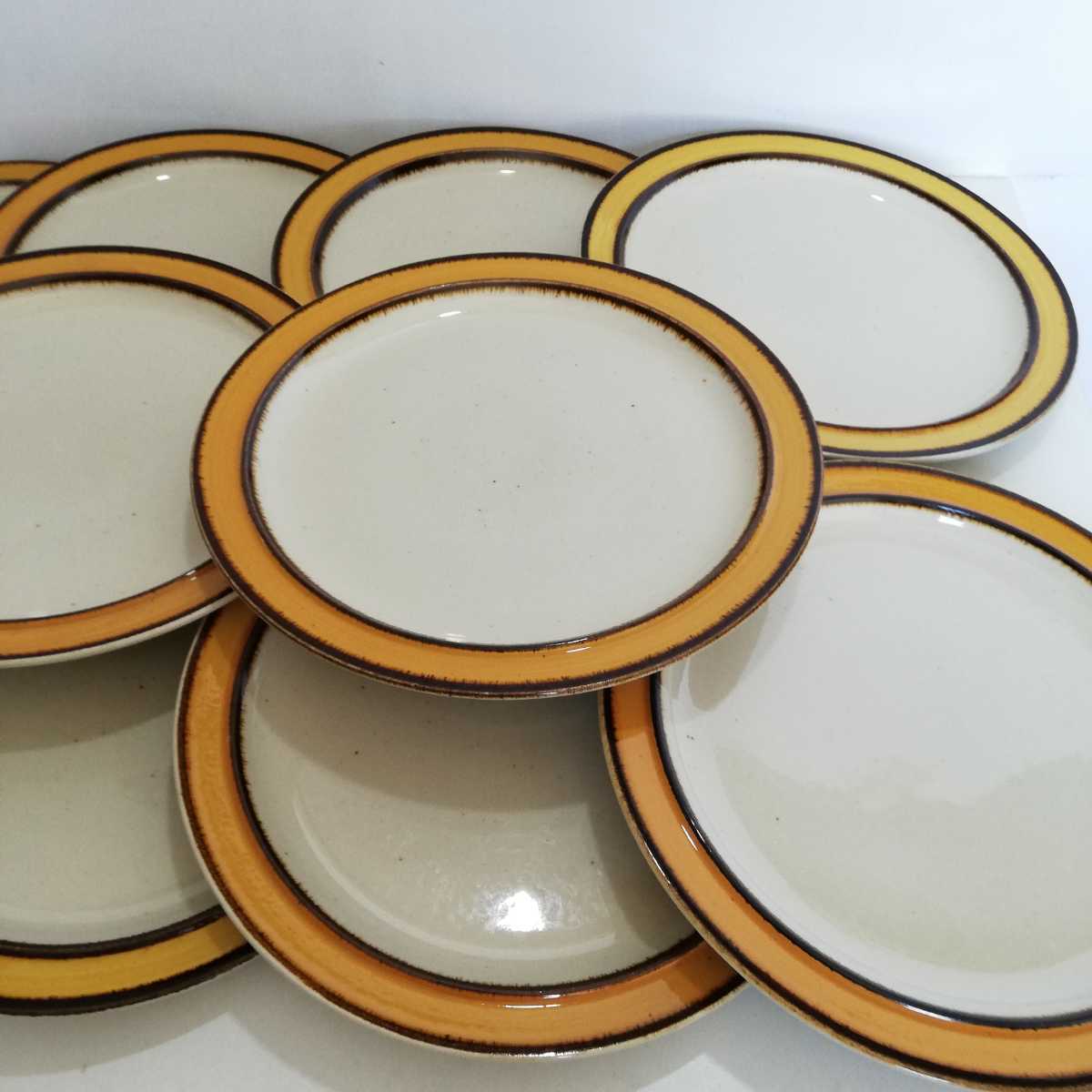 70s レトロ磁器 耐熱皿 ストーンウェア RAINBOW STONE SUNKISS SHOWA