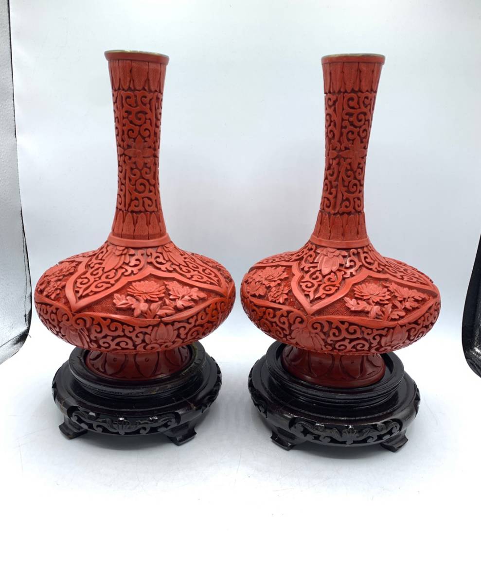 中国美術工芸品 花瓶 2つセット 【公式通販】