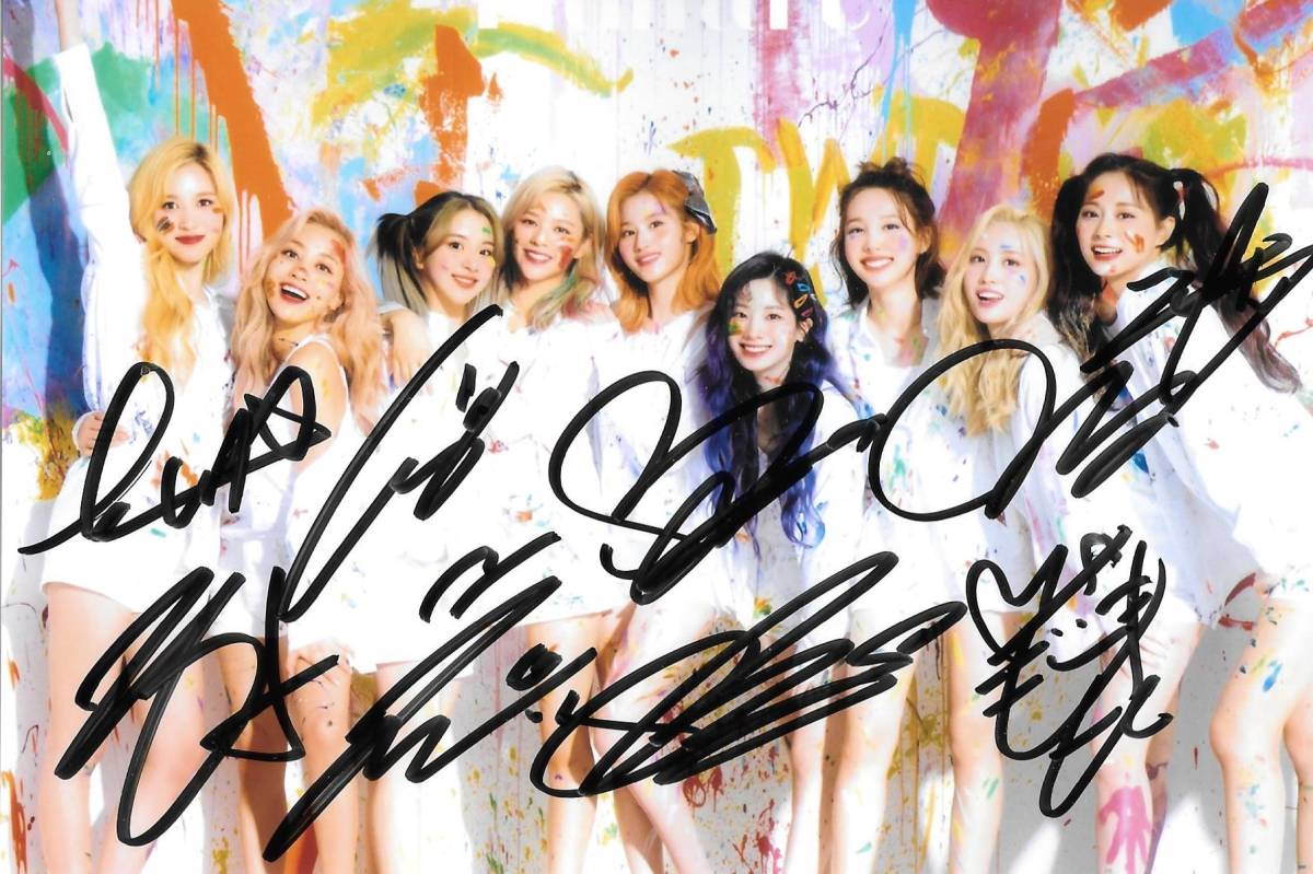 TWICE サイン入り ポスター Fanfare 希少 新品】☆TWICE☆「Fanfare」全員直筆サイン入り公式写真 173 証明書付