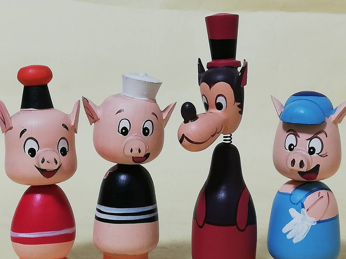 目立った傷や汚れなし おもちゃ ディズニー ３匹のこぶたと狼 木製 手彩色 Disney Productions の認証マーク付 の落札情報詳細 ヤフオク落札価格情報 オークフリー スマートフォン版