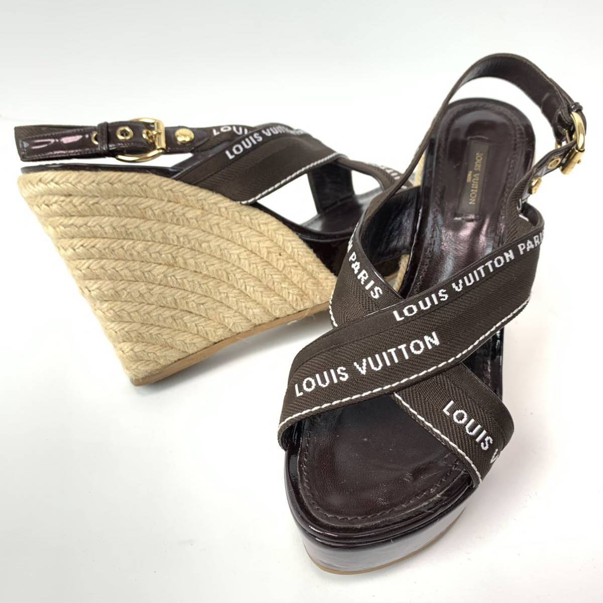 ◇美品 LOUIS VUITTON モノグラム デニム エスパドリーユ スリッポン ...