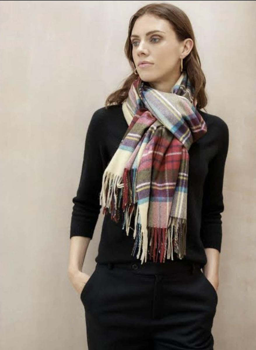 百貨店購入 ジョンストンズ カシミヤ100% ナチュラルアンダイド  