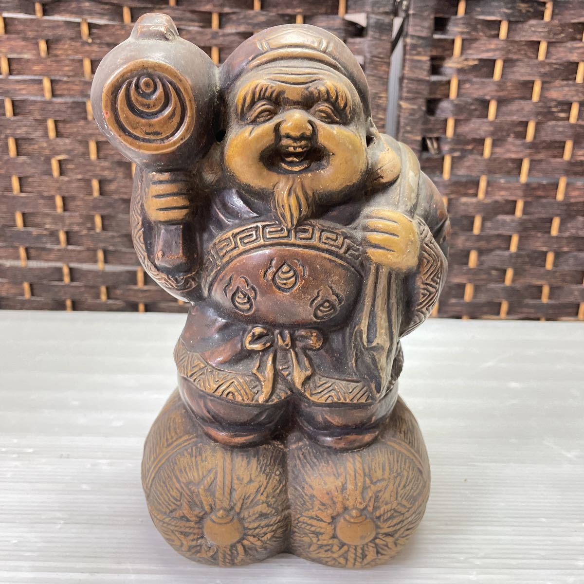 大黒天 七福神 木彫 縁起物 置物仏教美術 中国美術 財宝 開運 つるつる