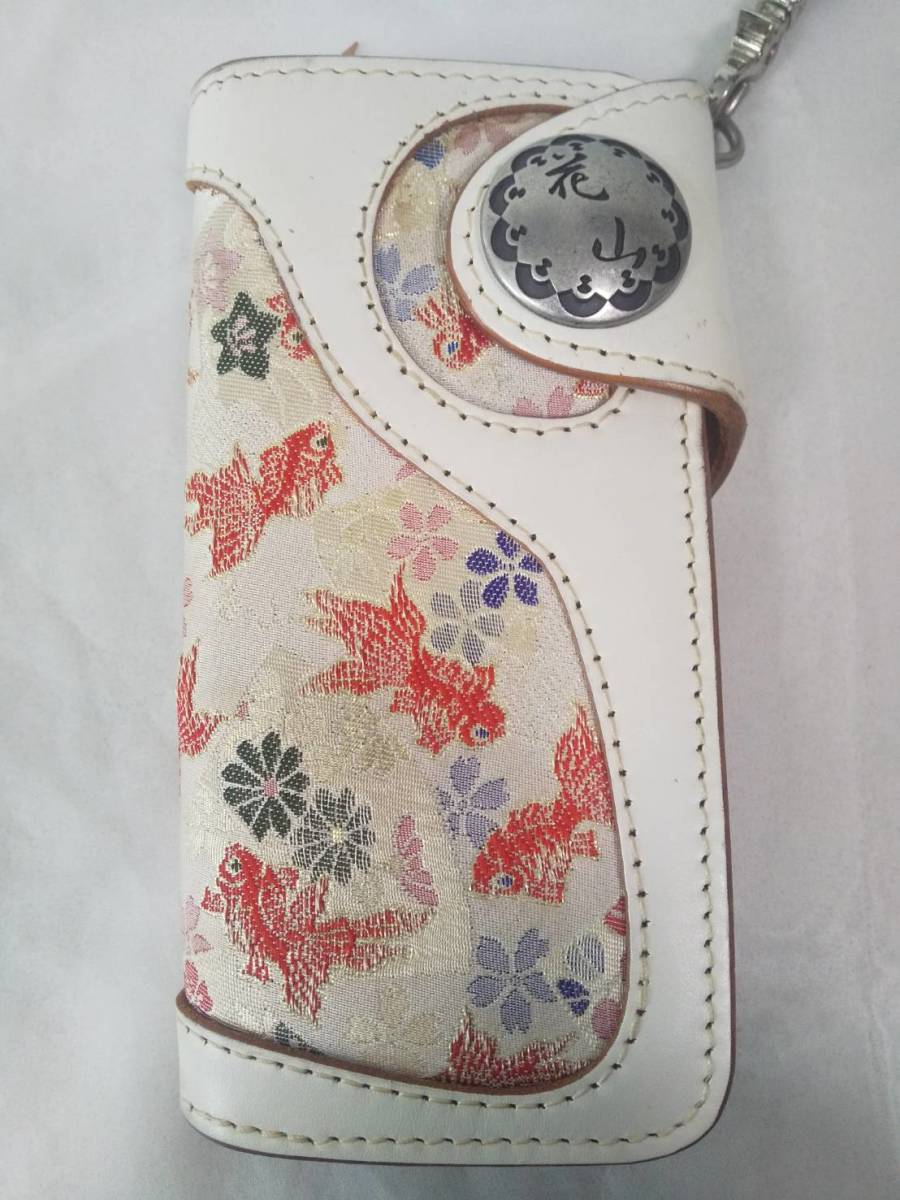 やや傷や汚れあり】H□花山 KAZAN 財布 ロングウォレット 長財布 白
