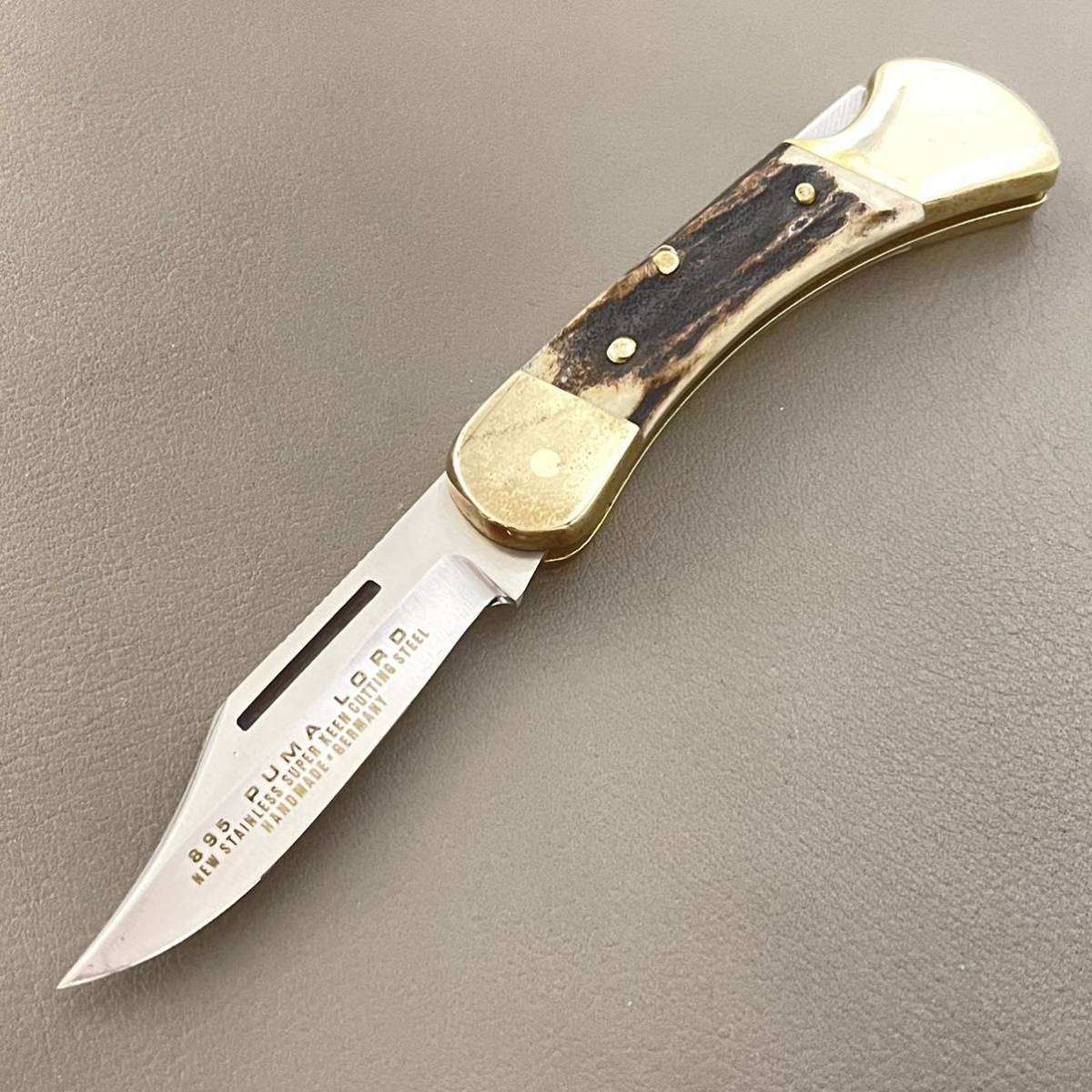 【未使用に近い】Rare Puma Germany Stainless Stag 895 Lord Folding vintage