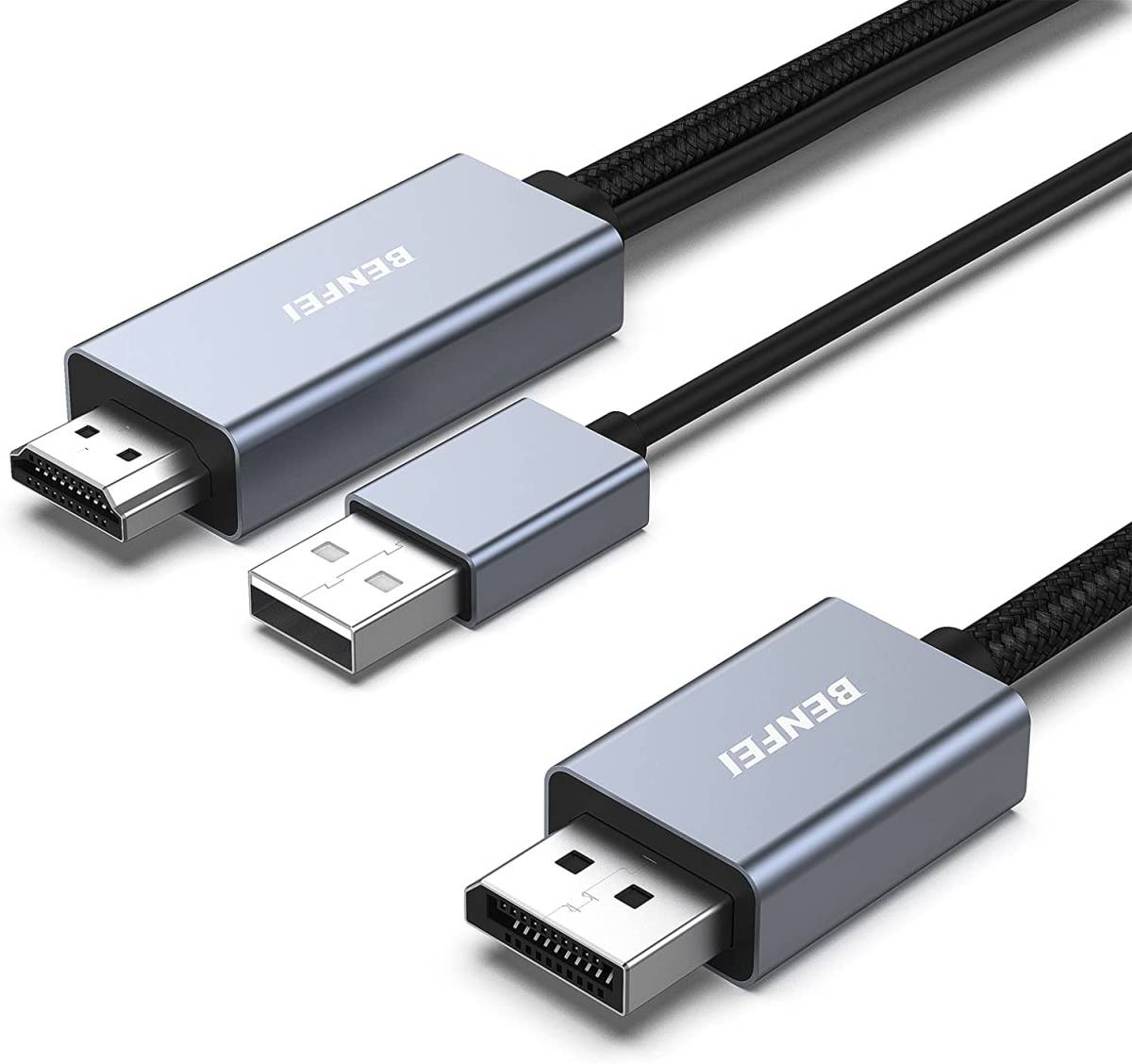 【未使用】BENFEI HDMI DisplayPort ケーブル、1.8M HDMI ソース DisplayPort モニター PC