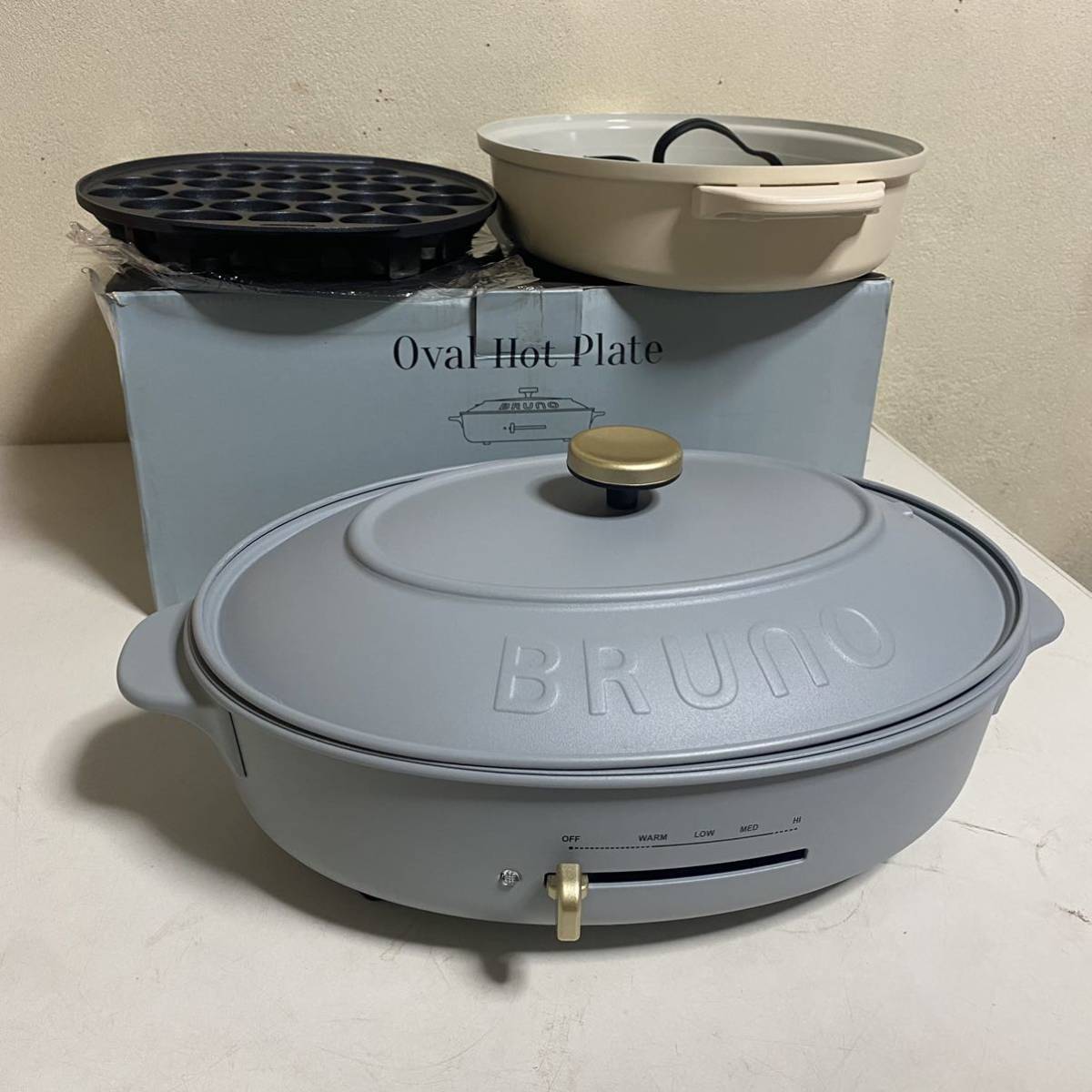 【目立った傷や汚れなし】売切り！動作確認済み BRUNO / ブルーノ Oval Hot Plate オーバルホットプレート ブルーグレー