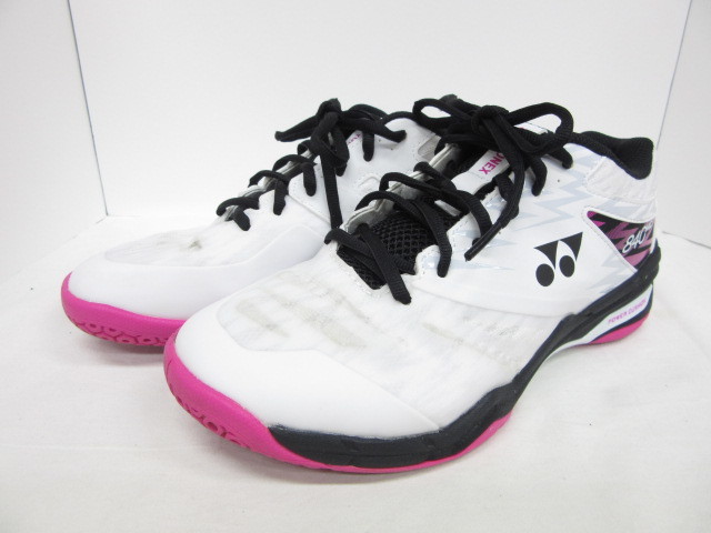 YONEX 840MID バドミントンシューズ ホワイト/ピンク　24cm ヨネックス] バドミントンシューズ パワークッション840ミッド