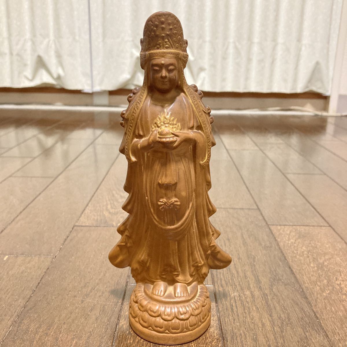 橋本高昇/「白衣観音像」/ブロンズ像/彫刻/置物/オブジェ/在銘/作家物