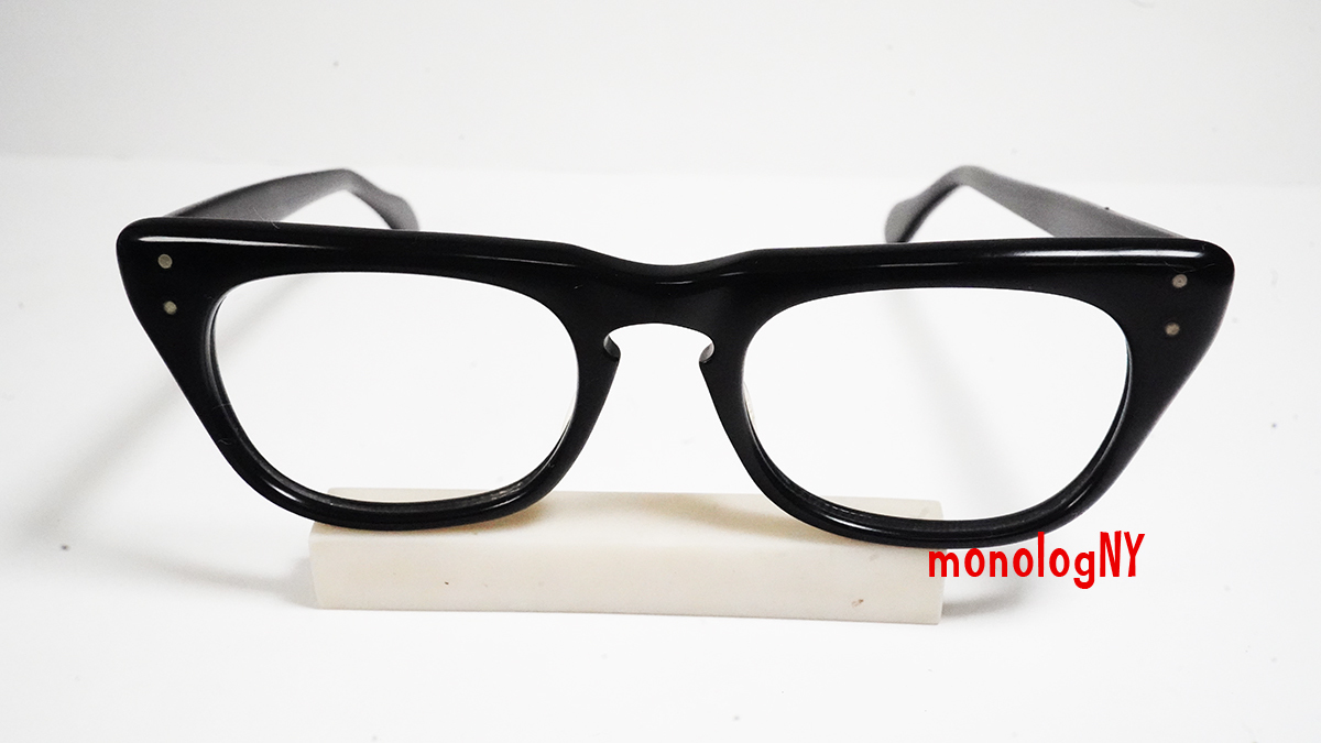 【目立った傷や汚れなし】SRO スタイルライト 1960s ビンテージ黒セル眼鏡フレーム Style Rite Optical アメリカ製 ...
