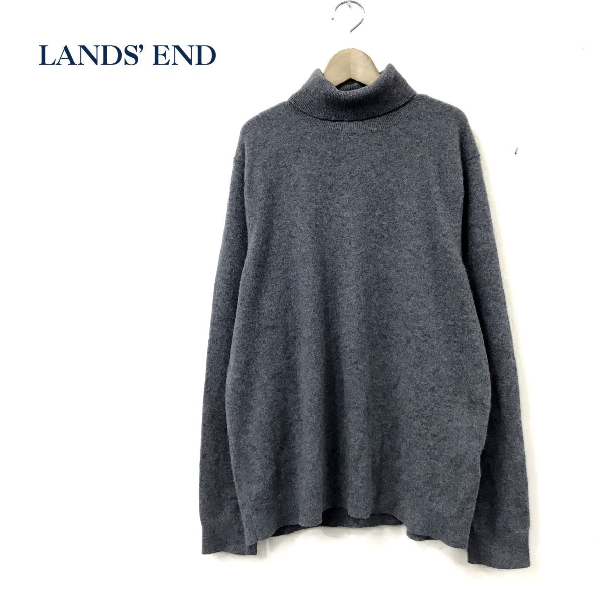 【目立った傷や汚れなし】O191D 美品 LANDS' END ランズエンド ピュアカシミアニット セーター タートルネック sizeXL