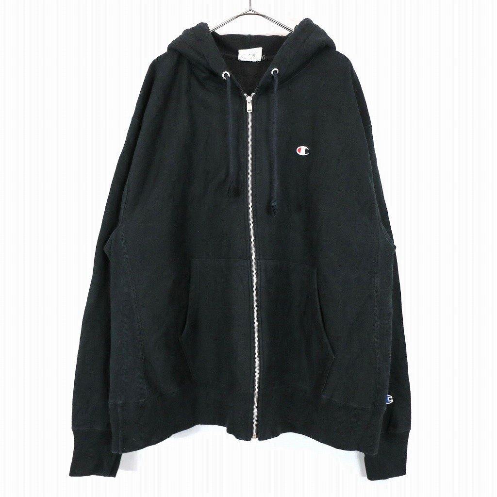 【傷や汚れあり】Champion チャンピオン REVERSE WEAVE リバースウィーブ ジップアップパーカー ブラック (メンズ XL