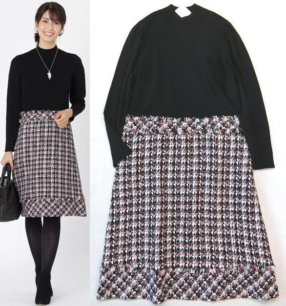 TO BE CHIC 】ツイード チェック ワンピース40サイズ