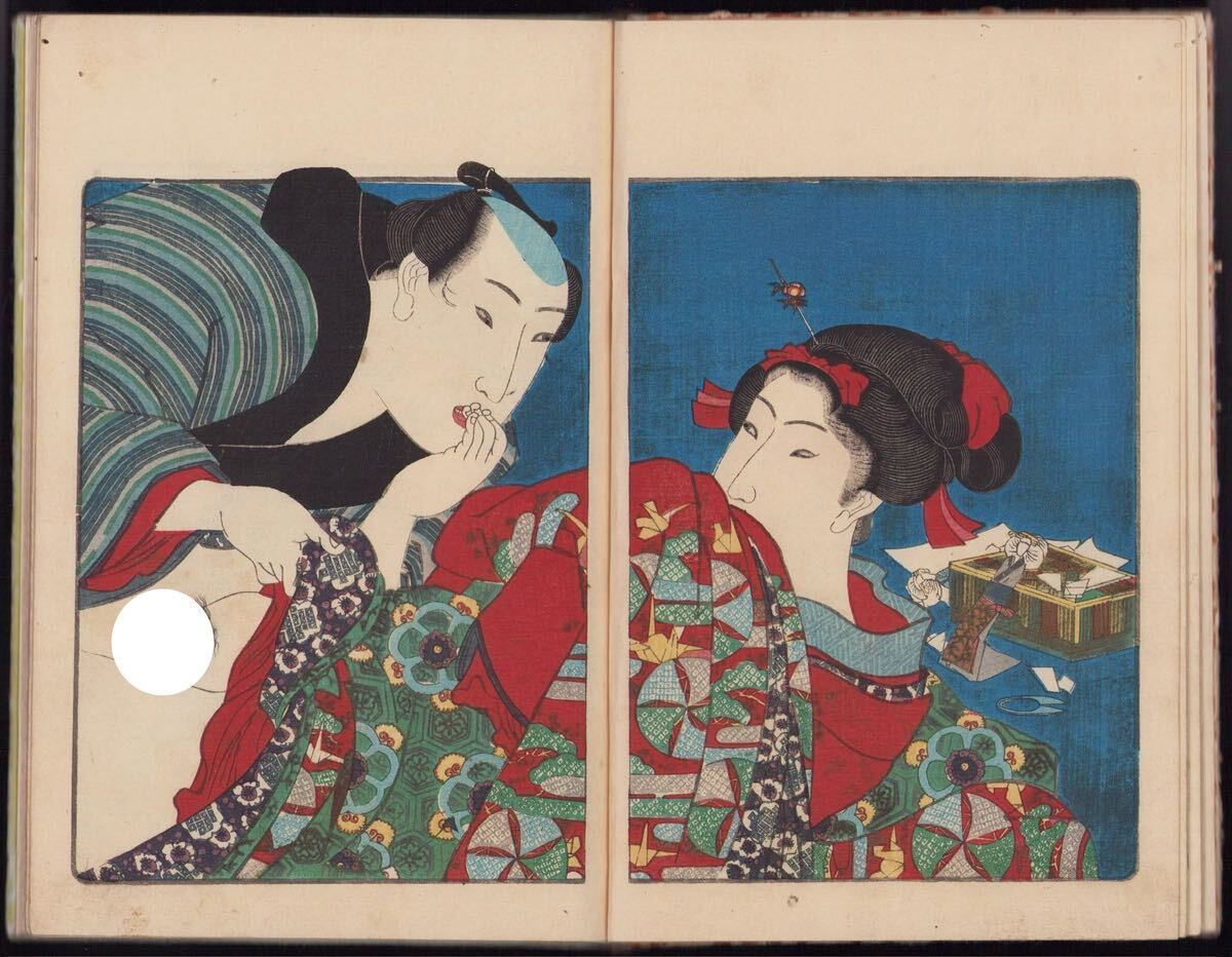 hana_desu15 真作 春画本「吾妻文庫」国芳 大本 三冊揃 天保9年頃(c.1838)本物 浮世絵 木版画 錦絵 名品 艶本 kuniyoshi shunga ukiyoeの1番目の画像