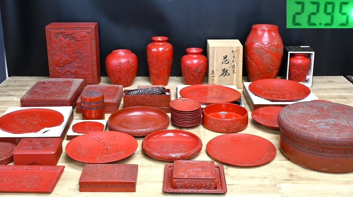 中国堆朱茶壷高さ約18cm