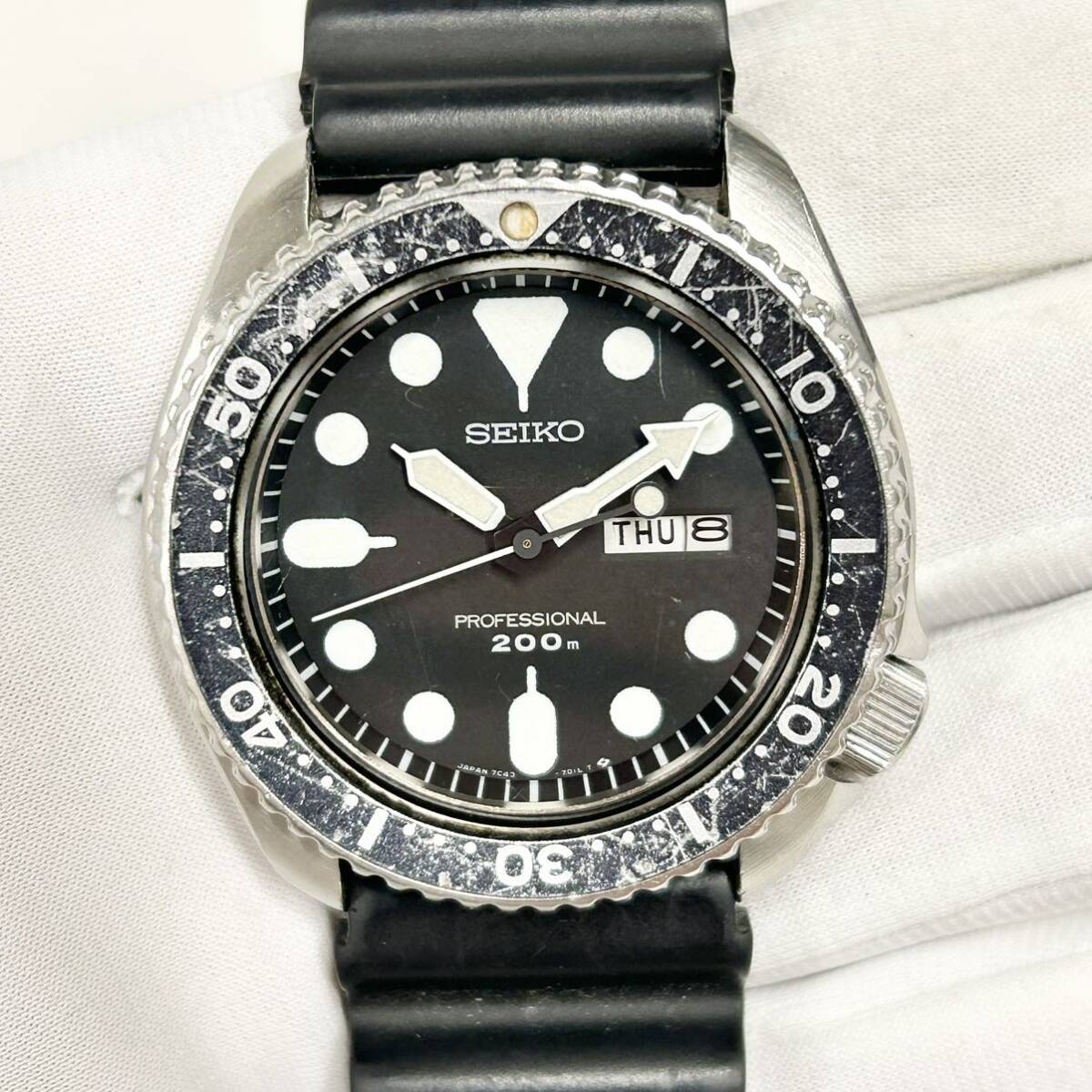 SEIKO 7548-7010 クォーツ 腕時計 黒文字盤