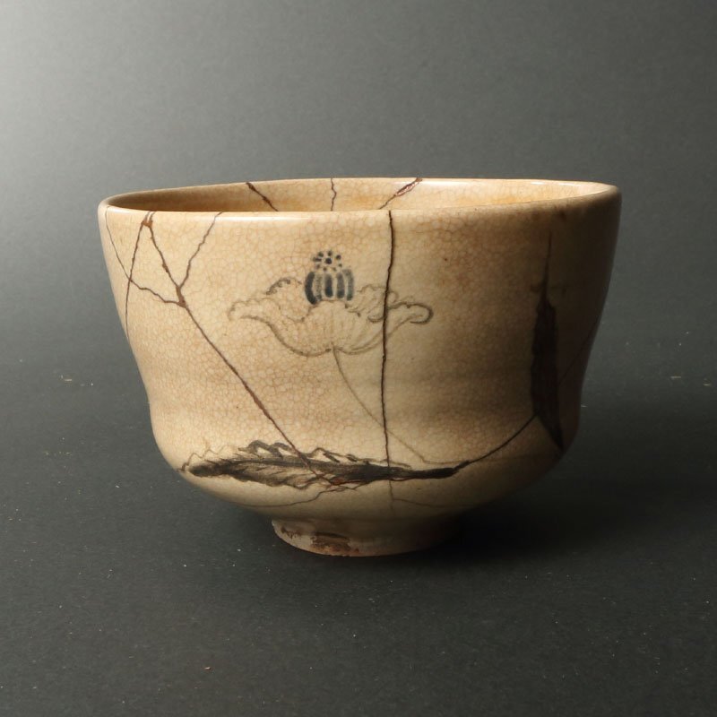 絵付抹茶茶碗（萬葉四季花）清水焼・岩崎起久雄絵付 【公式通販】