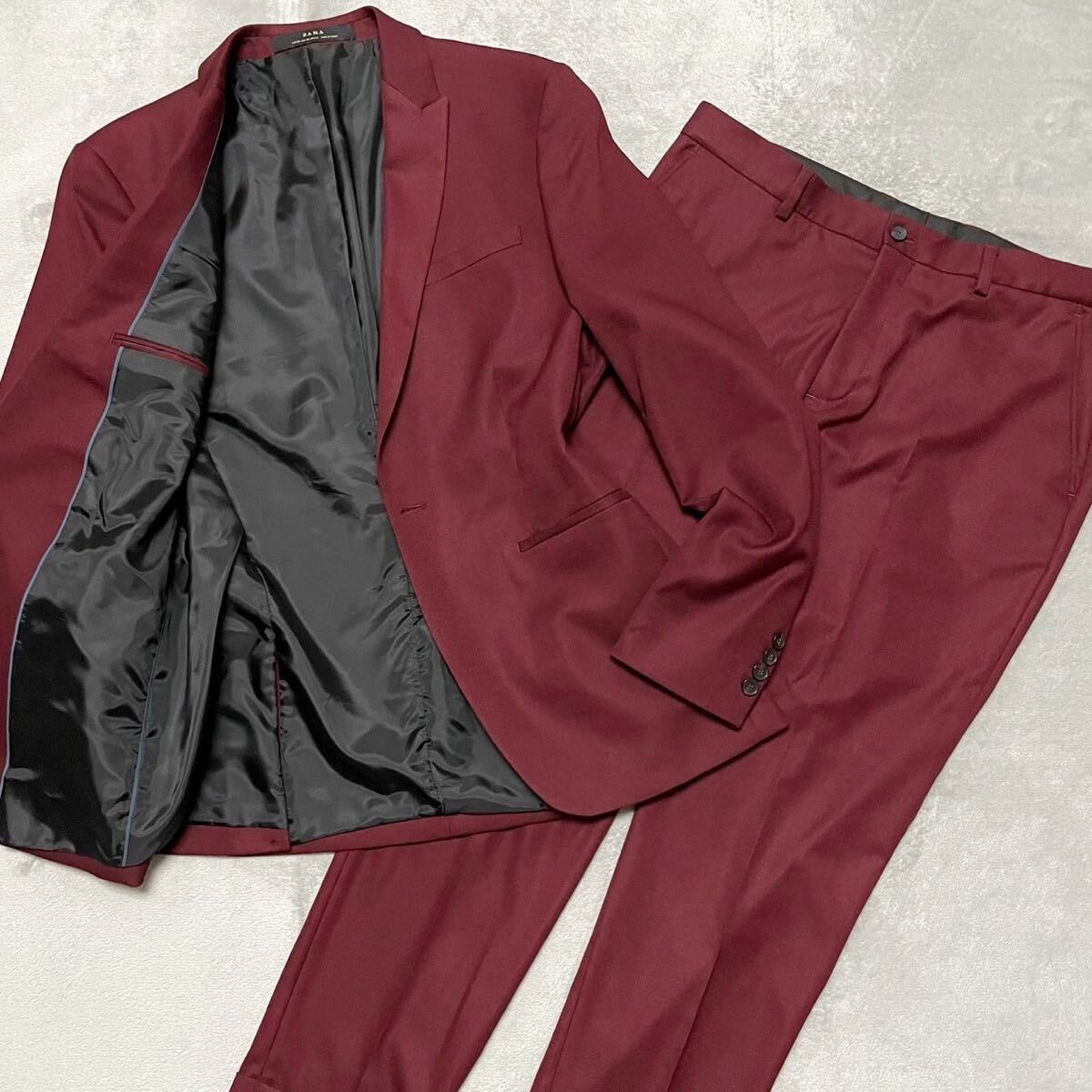 未使用品 ZARA ザラ セットアップ 2Bスーツ ワインレッド エンジ