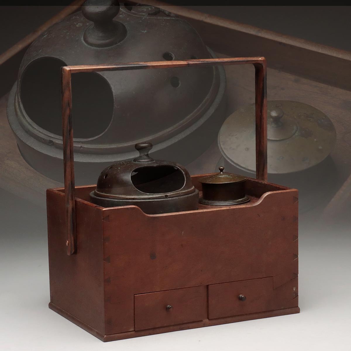 ◇指物師 大崎雄斎 木地 釣瓶水指 紙箱 利休好 茶道具 茶器 つるべ