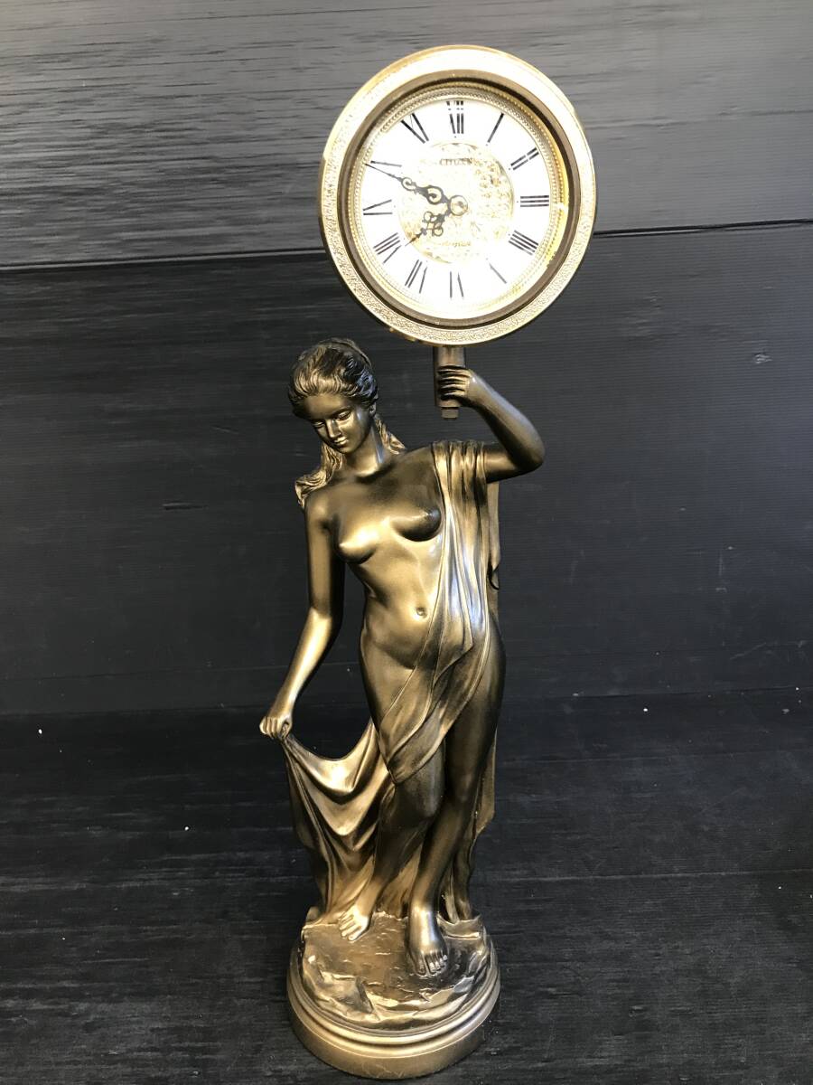 O74 CITIZEN ブロンズ製女性像置時計 O74 CITIZEN ブロンズ製女性像置時計