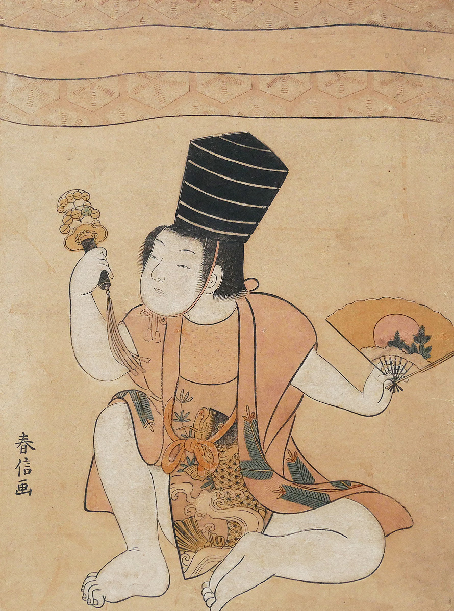 D1880 鈴木春信 「龍を出す美人」 短冊形 木版画 美人画 浮世絵 10