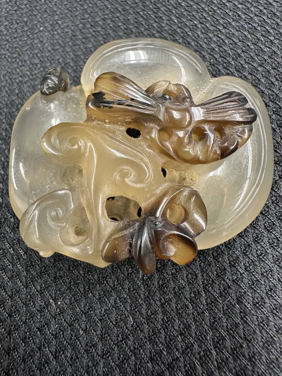 中国古渡 寿山石彫刻 桜閣山水彫り 置物 細密彫刻 1970年代 唐物 古玩