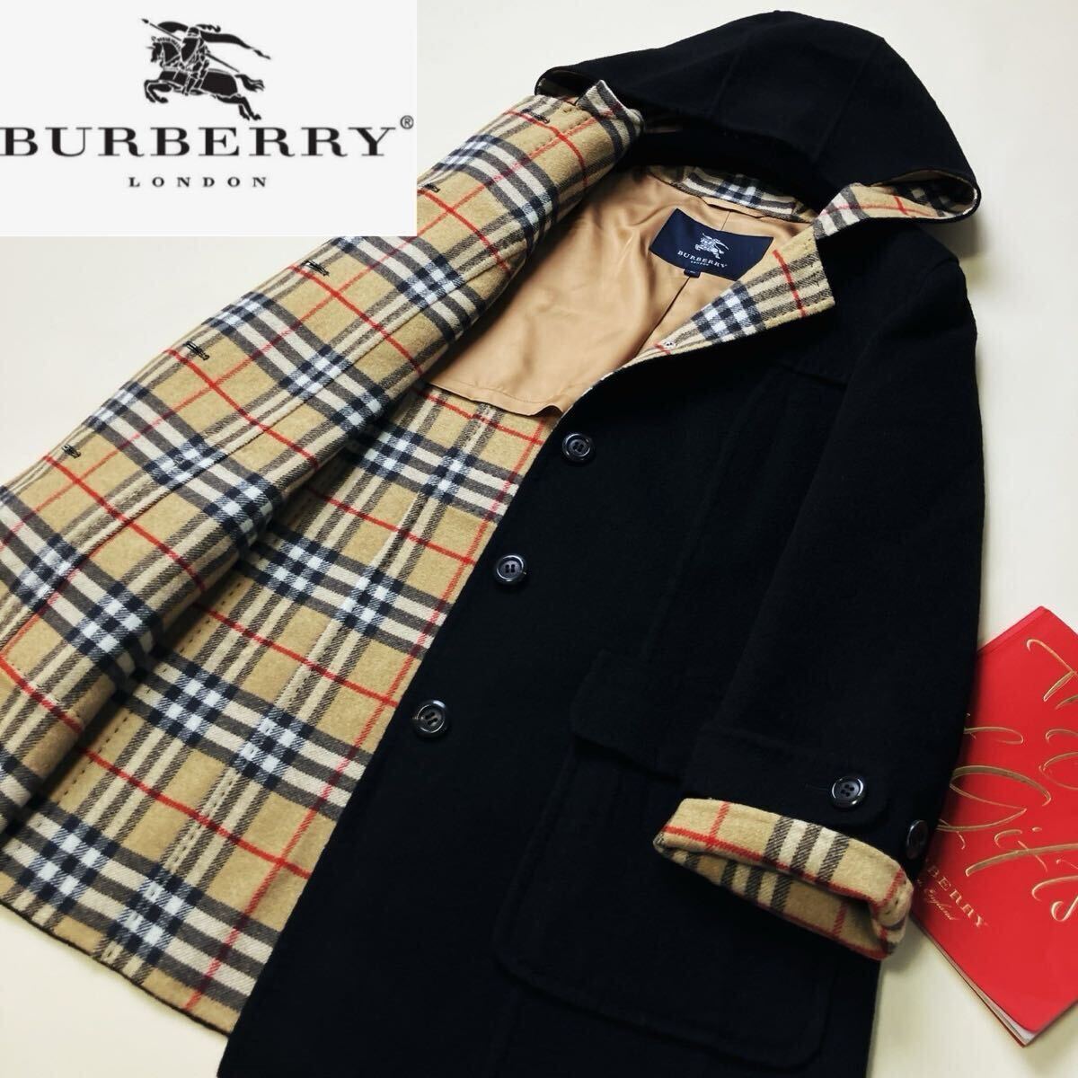 318英国王室御用達！オースチンリード チェック柄ライナー付き 比翼仕立て 裏地シャドーロゴ ベルテッドステンカラーコート AUSTIN REED　