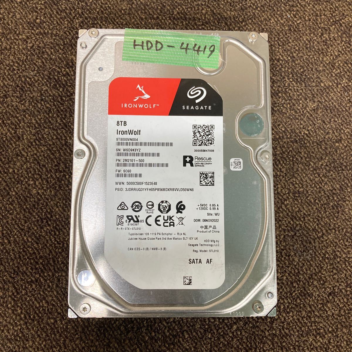 【傷や汚れあり】HDD-4419 激安 HDD8TB 3.5インチ SATA 4888時間 内蔵HDD SEAGATE ST8000VN004 ...