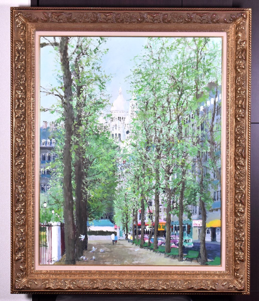 傷や汚れあり】【真作】 服部 和三郎「モンマルトル風景」 リトグラフ