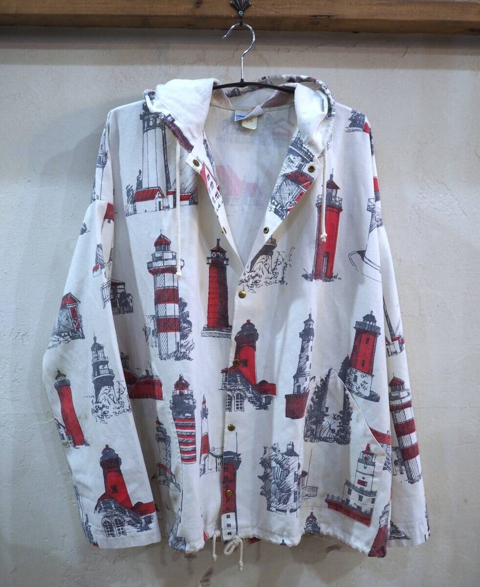 USA製 MICHIGAN RAG CO ミシガンラグ 総柄パーカ ジャケット バード 鳥