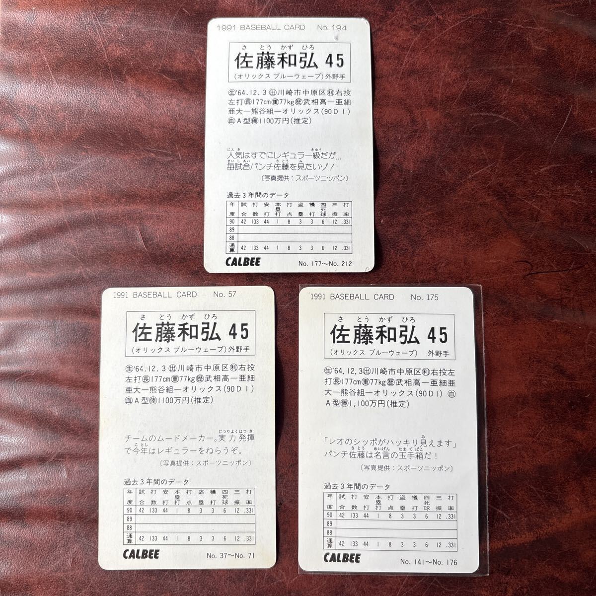 タカラプロ野球カード 94 オリックスブルーウェーブ 佐藤和弘(パンチ