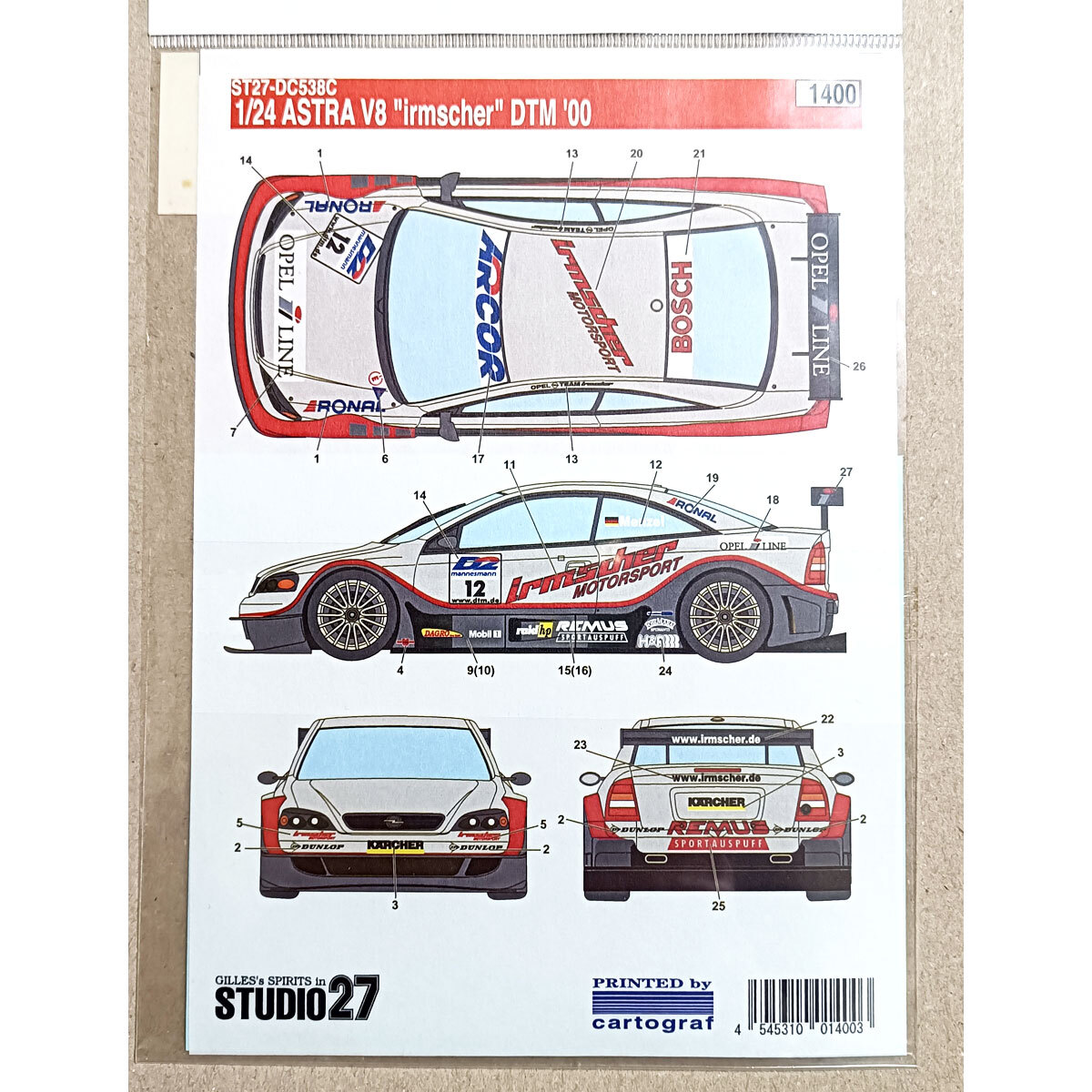 新品】☆未使用 1/24 タミヤ オペル カリブラ V6 DTM デカールの 