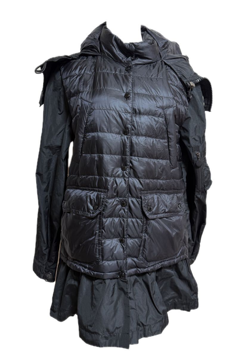 『極美品』MONCLER VAULOGETTE フリル キルティングダウン 1 超美品 モンクレール 完売 VOUGLETTE フリルダウンコート 黒 ブラック