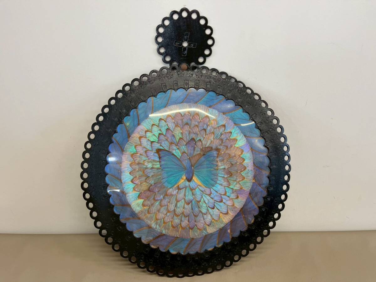 中古】916/□モルフォ蝶 羽絵アート 羽細工 絵画 額装の落札情報詳細