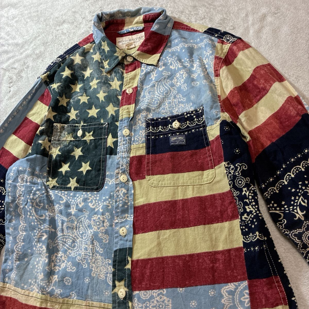 即決 [W34]DENIM&SUPPLY スリム 刺し子 パッチワーク リペア ダメージ