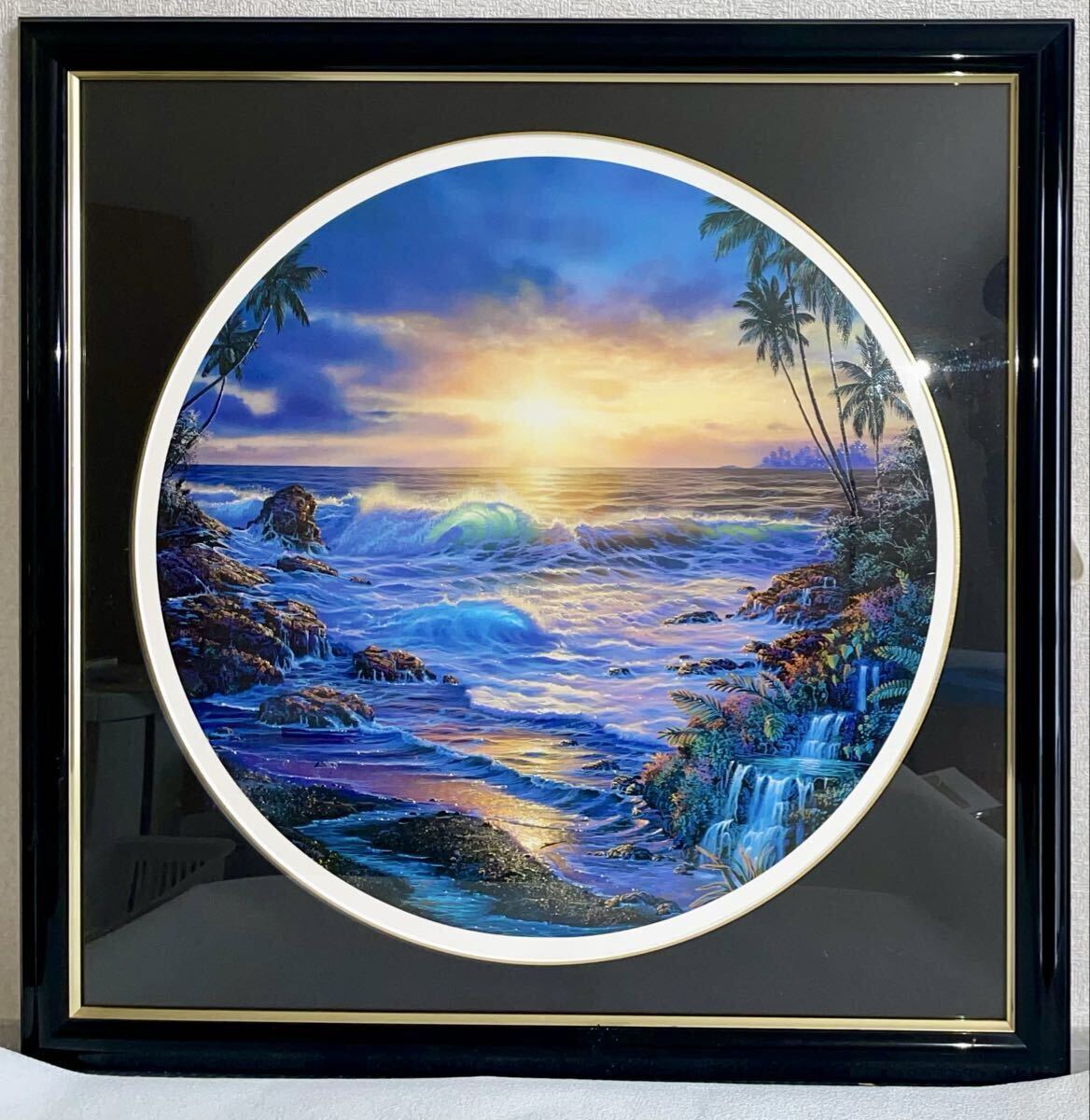 良好/美品】ラッセン代表作 手彩入 マウイ浜辺 夕日 海 波 ハワイ 風景