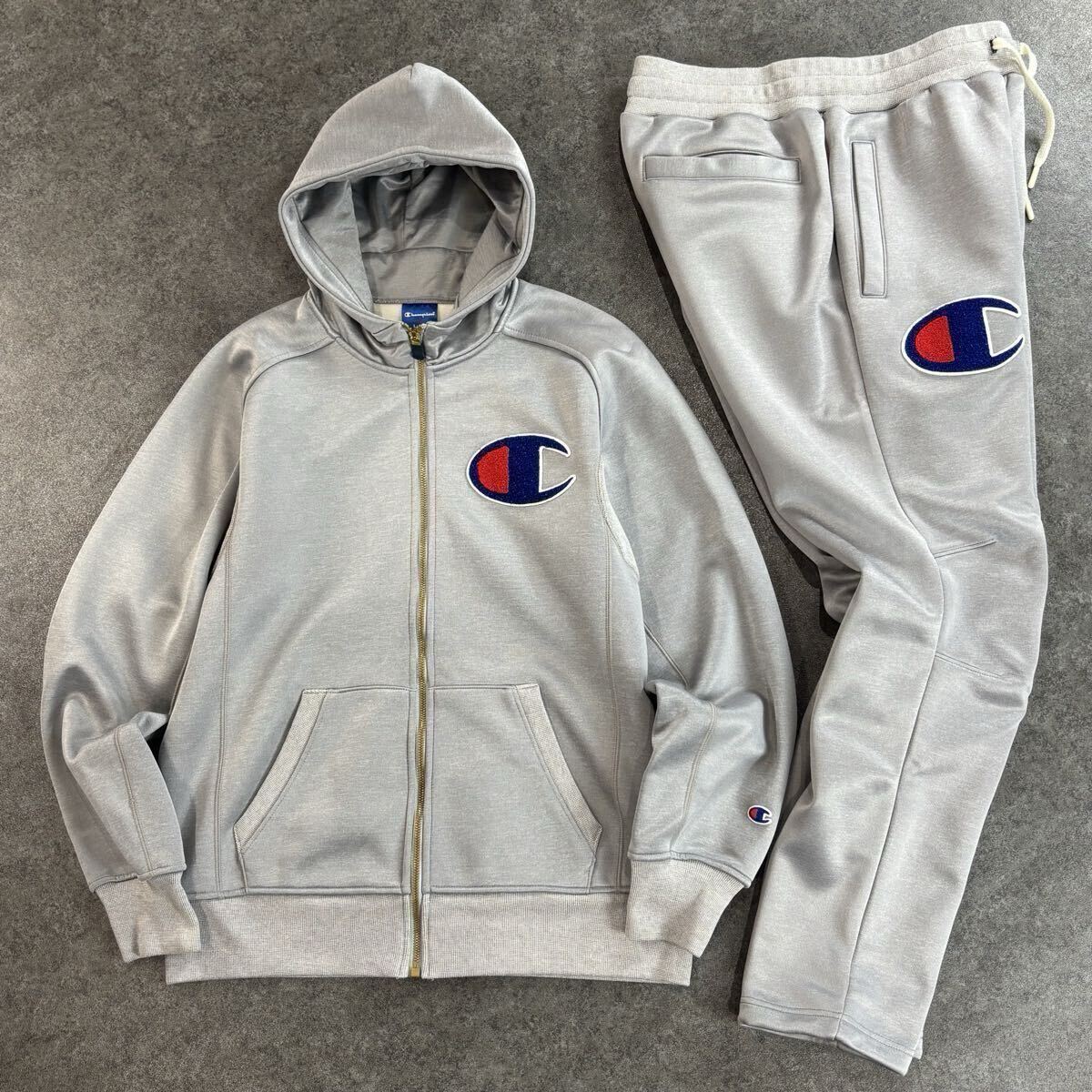 Champion チャンピオン ジャージパーカー セットアップ上下 黒赤メンズ