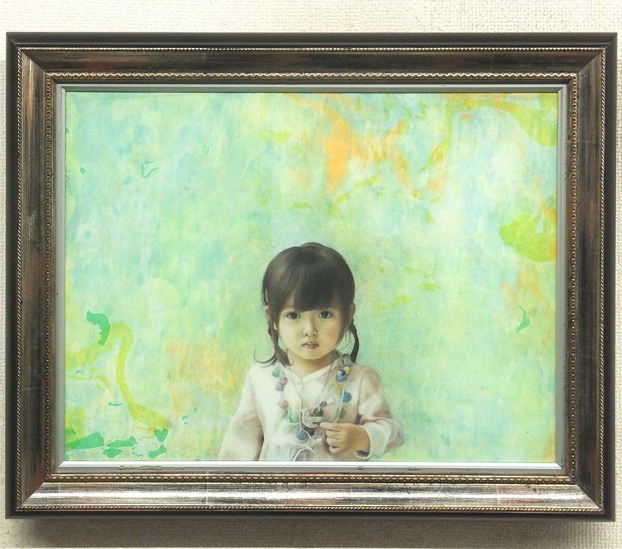 GLC】藤岡心象 「湖」 ◇一枚の絵取扱・油彩50号古径額 少女像不動の