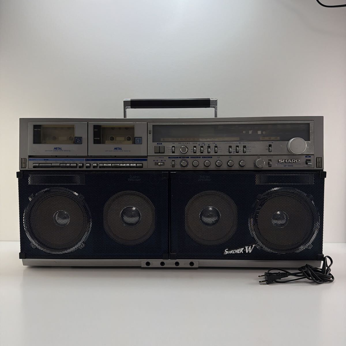 当時物｜SHARP シャープ ステレオダブルカセット QT-Y18-BK レトロ □□ 希少色 SHARP ダブルカセットラジカセ QT-Z6 / シャープ 昭和
