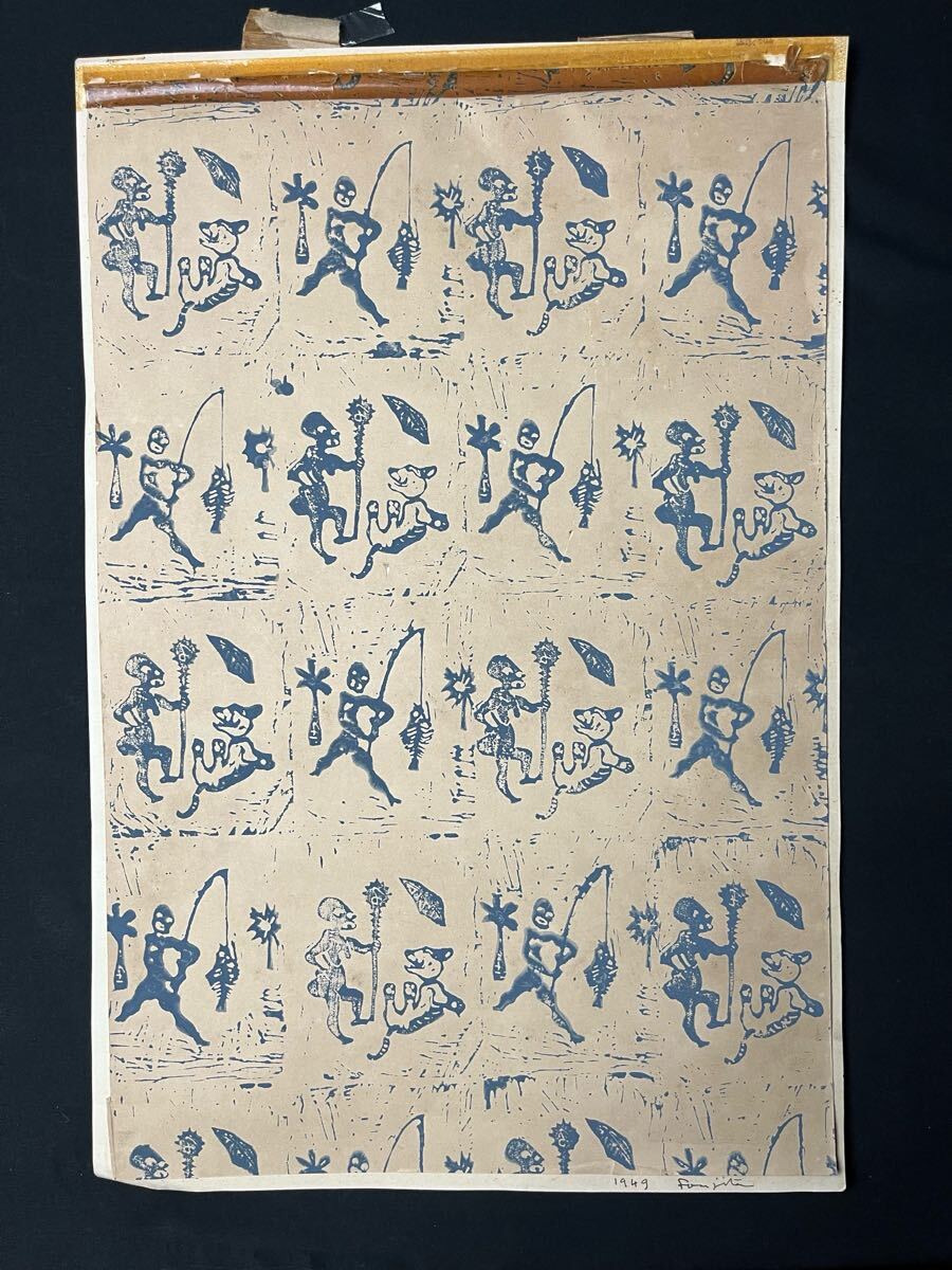Foujita サイン有り　天使3点　肉筆　小品　サインペン画 希少 ◇ 肉筆サイン入り【 藤田嗣治 画集 】 朝日新聞社版 昭和4年10月