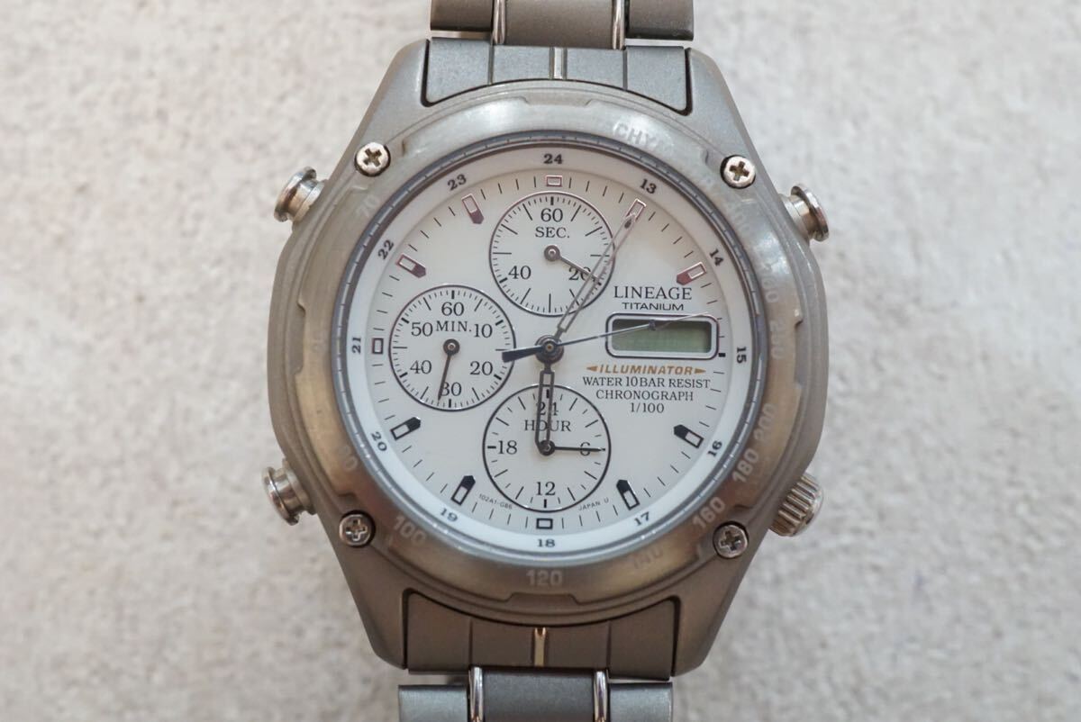 傷や汚れあり】CASIO LINEAGE TITANIUM LIN-163 クォーツ 腕時計☆電池 