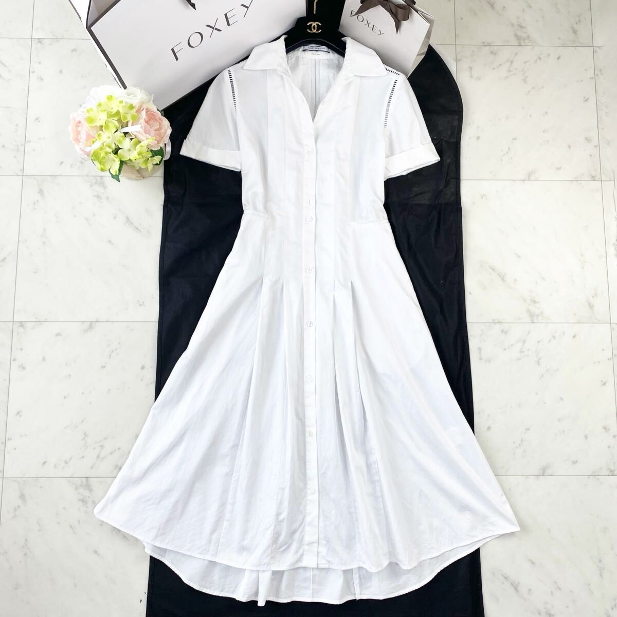 新品】foxey フォクシー ワンピース バロン ロング丈 40号 白 新品未