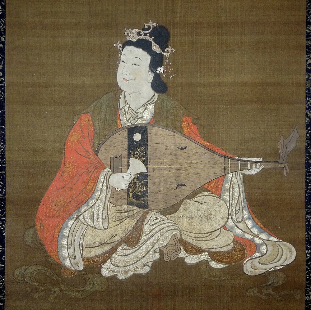 嶋崎紫雲 筆『龍雲聖観音』/肉筆/絹本/桐製共箱・紙製タトウ箱/木製軸