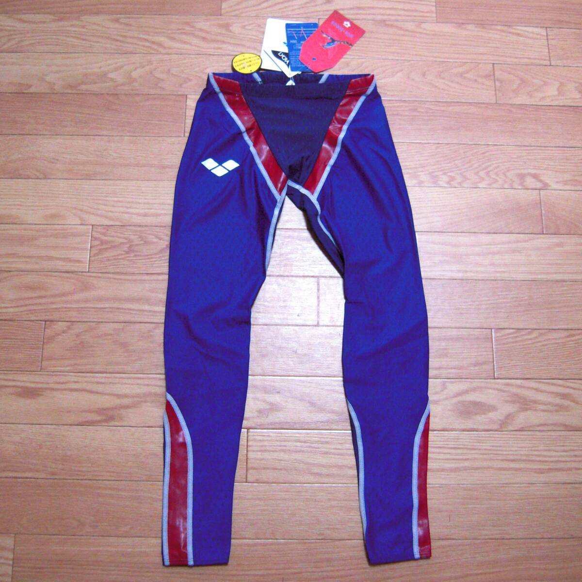 中古】アリーナ 競泳水着 エールブルー ロングスパッツ 光沢感有
