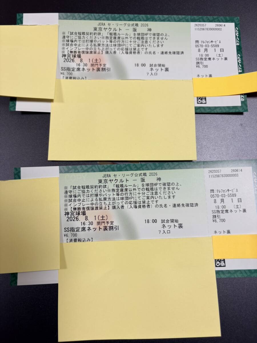 未使用8&frasl;17(土)甲子園 中央指定中段1枚② 日陰席 バックネット